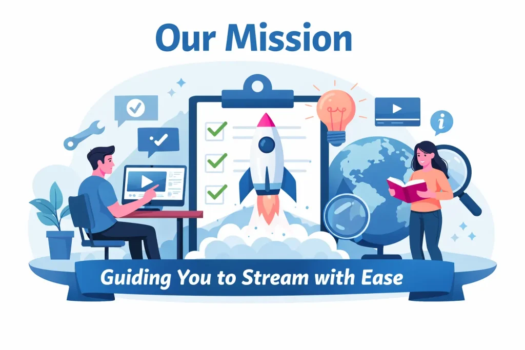 Our Mission section image showing NetMirror APK guides and tips for easy streaming